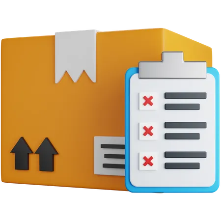 3 D Rendering Delivery Box With Problematic Task List Isolated 3D Icon