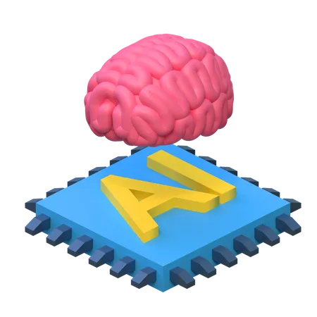 Icono De Inteligencia Artificial Ai Brain Ilustracion 3 D 3D Icon