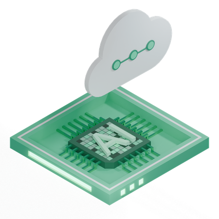 Procesador de arquitectura de chip de nube ai  3D Icon