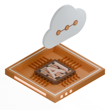 Procesador de arquitectura de chip de nube ai  3D Icon