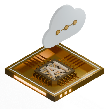 Procesador de arquitectura de chip de nube ai  3D Icon