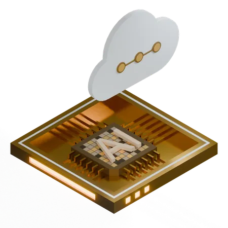 Procesador de arquitectura de chip de nube ai  3D Icon