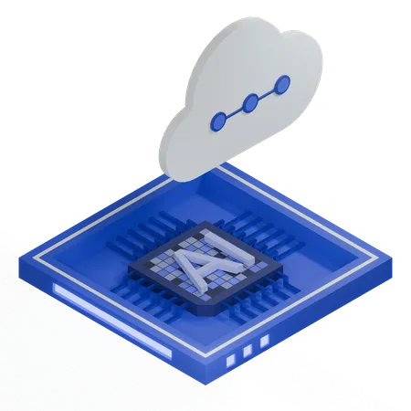 Procesador de arquitectura de chip de nube ai  3D Icon