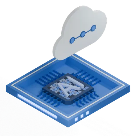 Procesador de arquitectura de chip de nube ai  3D Icon