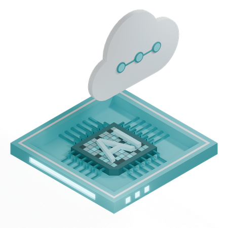 Procesador de arquitectura de chip de nube ai  3D Icon