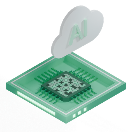 Procesador de arquitectura de chip de nube ai  3D Icon