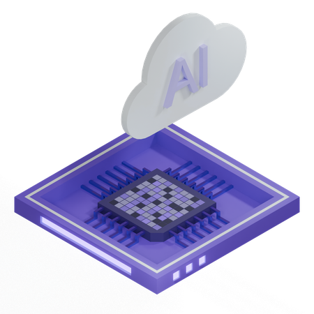 Procesador de arquitectura de chip de nube ai  3D Icon