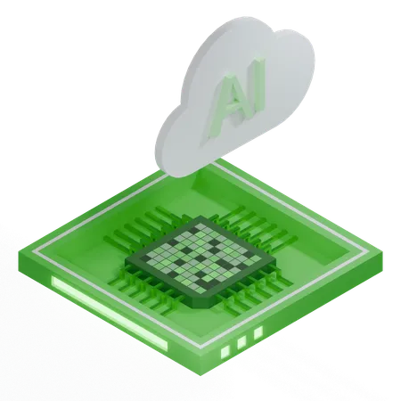 Procesador de arquitectura de chip de nube ai  3D Icon