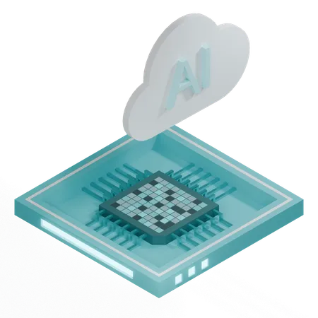 Procesador de arquitectura de chip de nube ai  3D Icon