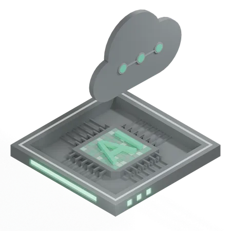 Procesador de arquitectura de chip de nube ai  3D Icon