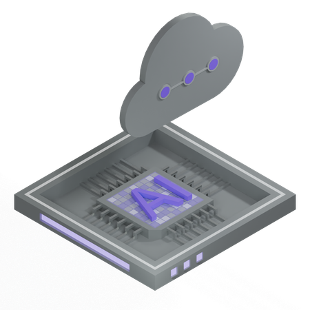 Procesador de arquitectura de chip de nube ai  3D Icon