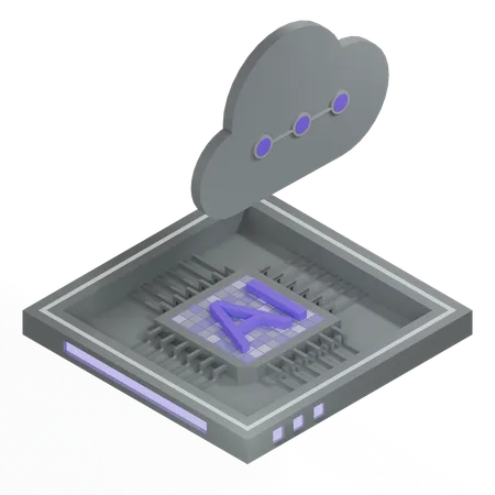 Procesador de arquitectura de chip de nube ai  3D Icon