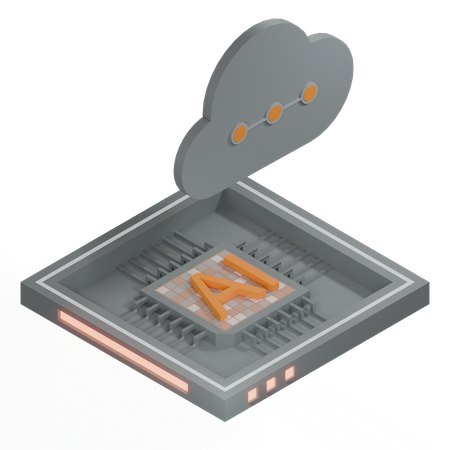 Procesador de arquitectura de chip de nube ai  3D Icon