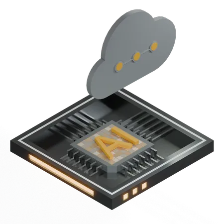 Procesador de arquitectura de chip de nube ai  3D Icon