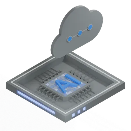 Procesador de arquitectura de chip de nube ai  3D Icon