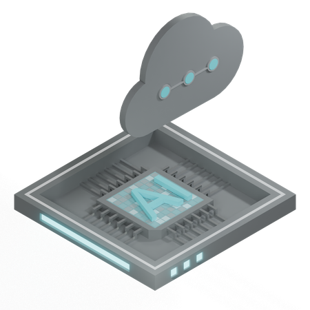 Procesador de arquitectura de chip de nube ai  3D Icon