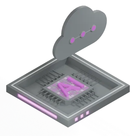 Procesador de arquitectura de chip de nube ai  3D Icon