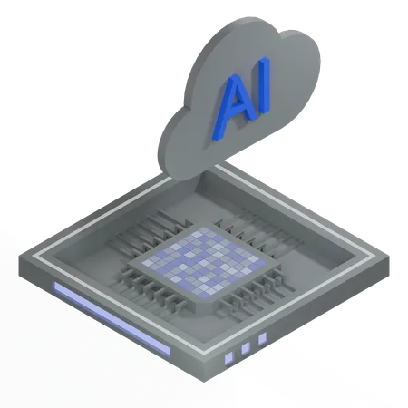 Procesador de arquitectura de chip de nube ai  3D Icon