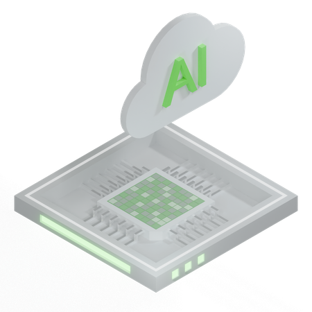 Procesador de arquitectura de chip de nube ai  3D Icon