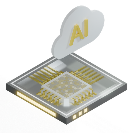 Procesador de arquitectura de chip de nube ai  3D Icon