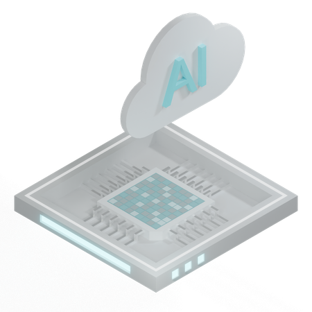 Procesador de arquitectura de chip de nube ai  3D Icon