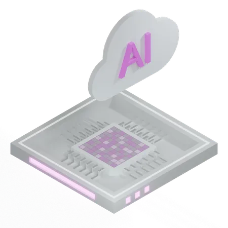 Procesador de arquitectura de chip de nube ai  3D Icon