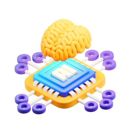 Procesador de chip cerebral de inteligencia artificial  3D Icon