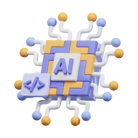 Procesador de codificación ia  3D Icon