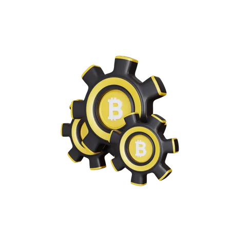 Proceso bitcoin  3D Illustration