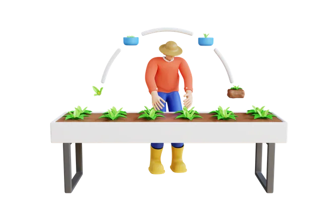 Proceso de cultivo de tejidos vegetales  3D Illustration