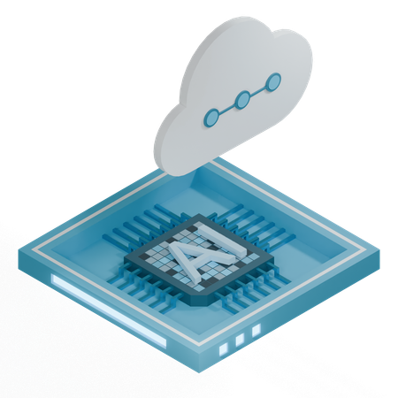 Processador de arquitetura de chip de nuvem ai  3D Icon