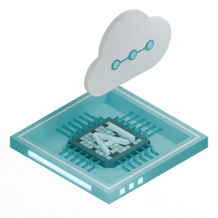 Processador De Arquitetura AI Cloud Chip A Partir De Uma Visao Isometrica 3D Icon