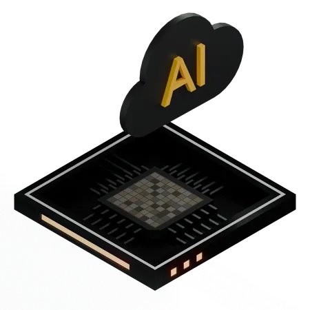 Processador de arquitetura de chip de nuvem ai  3D Icon