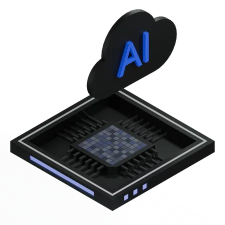 Processador de arquitetura de chip de nuvem ai  3D Icon