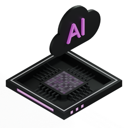 Processador de arquitetura de chip de nuvem ai  3D Icon