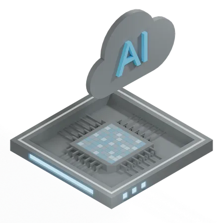 Processador de arquitetura de chip de nuvem ai  3D Icon