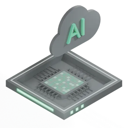 Processador de arquitetura de chip de nuvem ai  3D Icon