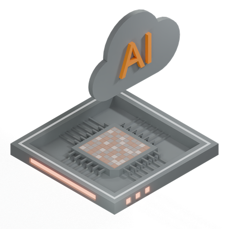 Processador de arquitetura de chip de nuvem ai  3D Icon