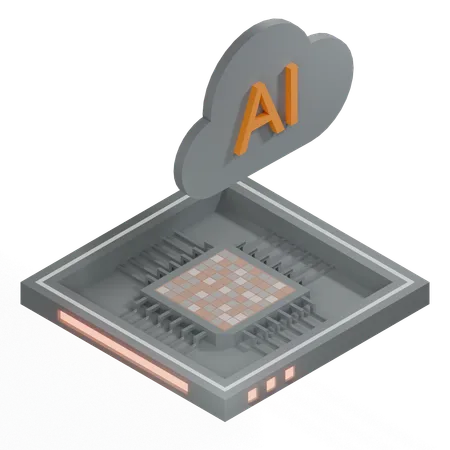 Processador de arquitetura de chip de nuvem ai  3D Icon