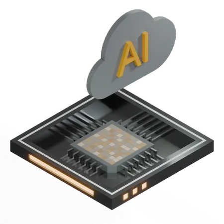 Processador de arquitetura de chip de nuvem ai  3D Icon