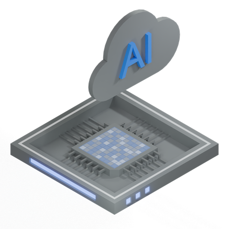 Processador de arquitetura de chip de nuvem ai  3D Icon