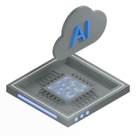 Processador de arquitetura de chip de nuvem ai  3D Icon