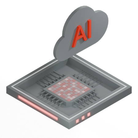 Processador de arquitetura de chip de nuvem ai  3D Icon