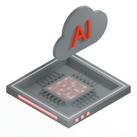 Processador de arquitetura de chip de nuvem ai  3D Icon