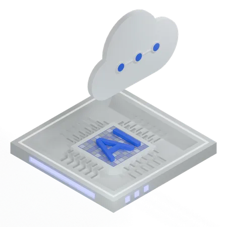 Processador de arquitetura de chip de nuvem ai  3D Icon