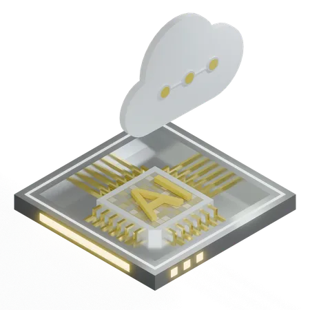 Processador de arquitetura de chip de nuvem ai  3D Icon