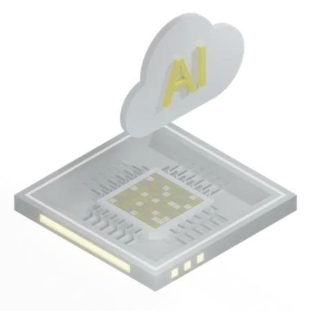 Processador de arquitetura de chip de nuvem ai  3D Icon