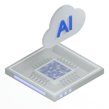 Processador de arquitetura de chip de nuvem ai  3D Icon