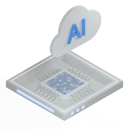 Processador de arquitetura de chip de nuvem ai  3D Icon