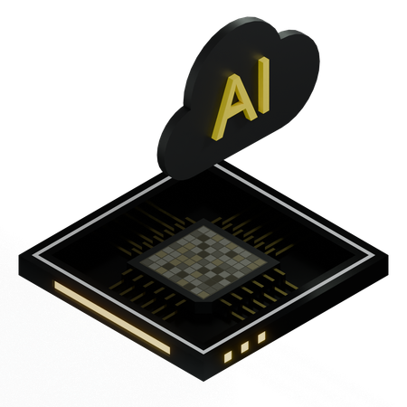 Processador de arquitetura de chip de nuvem ai  3D Icon